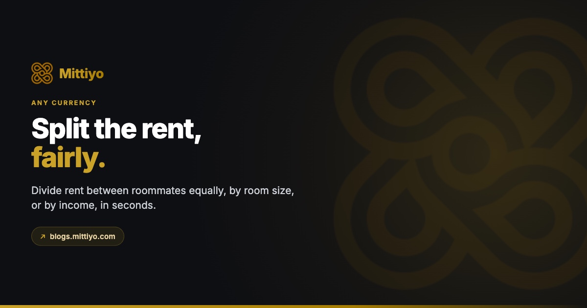 Roommate Rent Split Calculator (2026): Split by Room Size, Private Bathroom, Income or Equally