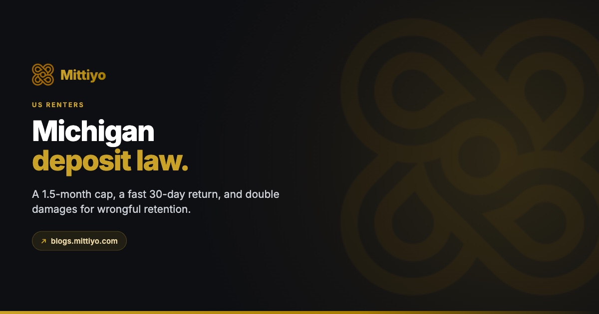 Michigan Security Deposit Law (2026): the 1.5-Month Cap, 30-Day Rule, Double Damages and How to Sue